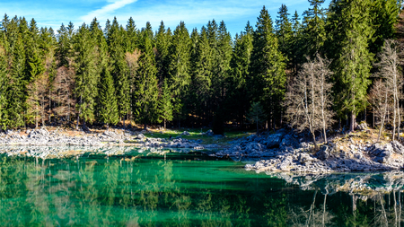 Spring morning at the superior lake of Fusine, Friuli Venezia-Giulia, Italy
