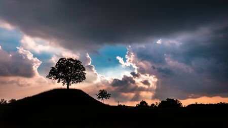 Fields of Friuli Venezia-Giulia in a stormy spring dayの写真素材
