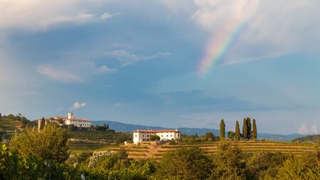 Sunset near the Abbey of Rosazzo, Friuli, Italy in a summer dayの写真素材