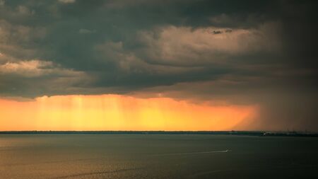 Storm over the sea in the gulf of Trieste, Friuli Venezia-Giulia, Italyの写真素材