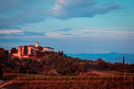 Sunset near the Abbey of Rosazzo, Friuli, Italy in a summer day