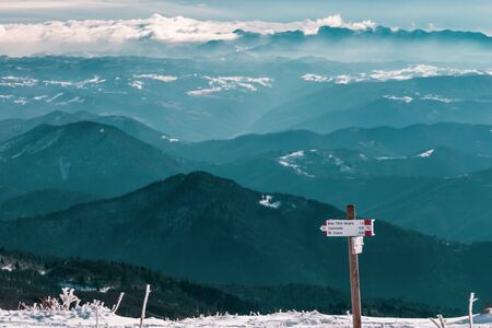 The mount Matajur, in Italy, in a sunny winter day