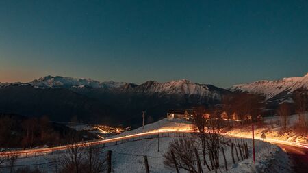 Starry night in the julian alps during winterの写真素材
