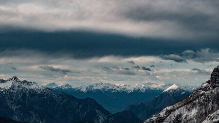 Julian alps in a cloudy december dayの写真素材