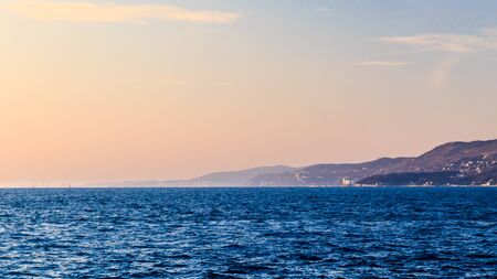 winter evening in the gulf of Triesteの写真素材