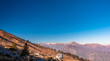 Trekking winter day in the mountains of Friuli-Venezia Giulia, Italyの写真素材