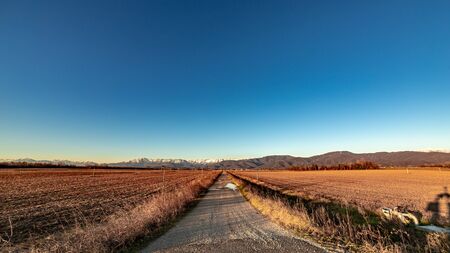 Winter sunset in the fields of Friuli Venezia Giulia