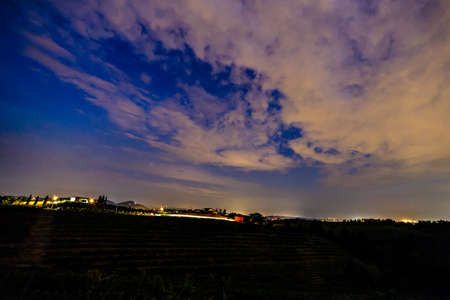 Evening in the fields of Rosazzo, Friuli, Italy during an hot summerの写真素材