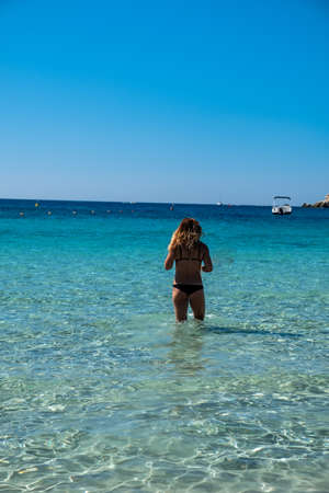 Summer day at Cala Pira, a beautiful bay in the south-east of Sardiniaの写真素材