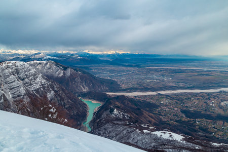 Carnic alps after a big snowfall. Pordenone province, Friuli-Venezia Giulia region, Italyの写真素材