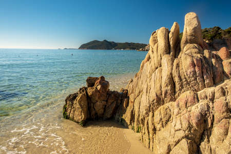 Summer day at Cala Monte Turno, a beautiful bay in the south-east of Sardiniaの写真素材