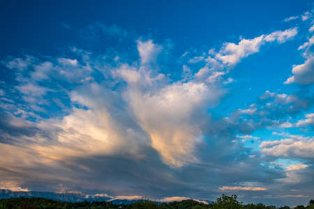 Sunset after a summer shower in the countryside of Friuli Venezia-Giulia