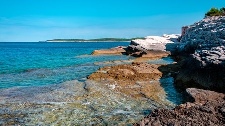 The beautiful sea of Premantura, Croatiaの写真素材