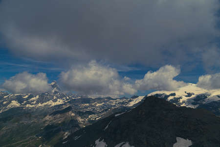 The beautiful valley in front of the Cervino in a summer dayの写真素材