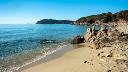 Summer day at Cala Monte Turno, a beautiful bay in the south-east of Sardiniaの写真素材