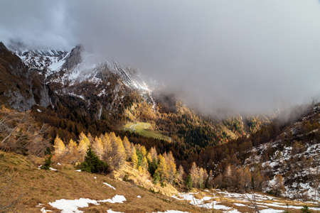 October trekking in the mountains of Forni di Sopra, Friuli-Venezia Giulia.