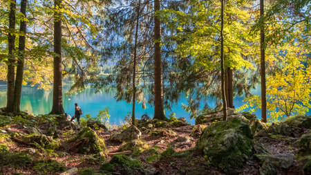 october afternoon at the lake during a colorful autumn