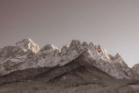 Frosty winter sunset in Tarvisio, Friuli Venezia Giulia, Italy