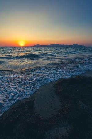 Beautiful afternoon at the beach in kos island, greeceの写真素材