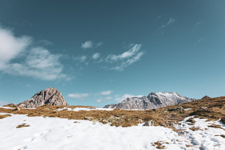 A beautiful sunny autumn day in the Alps of Friuli Venezia-Giulia, Italyの写真素材