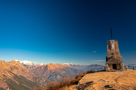 Trekking winter day in the mountains of Friuli-Venezia Giulia, Italyの写真素材
