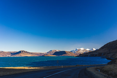 Thingvellir national park in iceland in a cold march dayの写真素材