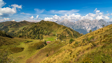 September sunny day in the alps of Friuli-Venezia Giulia, Italyの写真素材