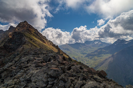 The beautiful valley in front of the Gran Paradiso in a summer dayの写真素材