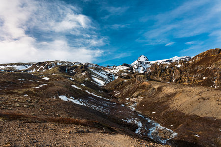 Winter morning at the MÃºlagljÃºfur Canyon in icelandの写真素材