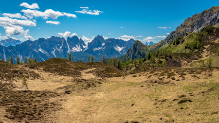 May sunny day in the Alps of Friuli-Venezia Giulia, Italyの写真素材
