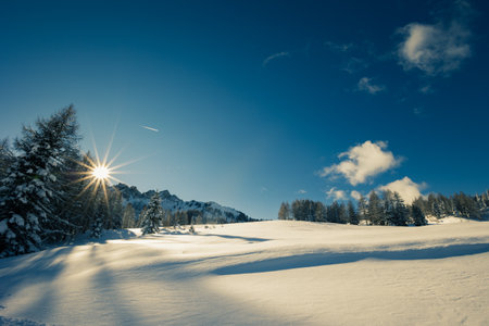 Carnic alps after a big snowfall. Udine province, Friuli-Venezia Giulia region, Italyの写真素材