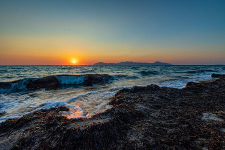 Beautiful afternoon at the beach in kos island, greeceの写真素材