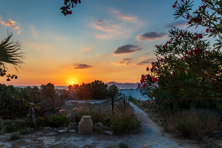 Beautiful afternoon at the beach in kos island, greeceの写真素材
