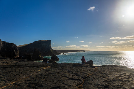 The beautiful shore of Iceland on a cold march dayの写真素材