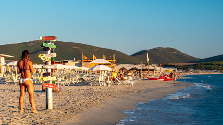 Summer day at Is Arenas Biancas, a beautiful beach in the south-west of Sardiniaの写真素材