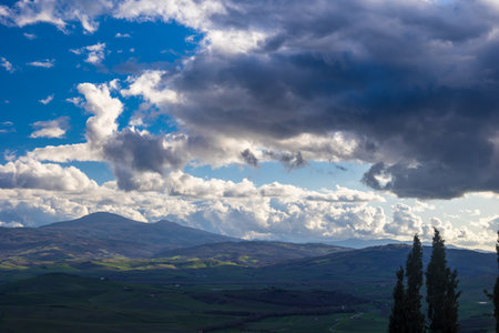 The fields of Tuscany on a beautiful spring dayの写真素材