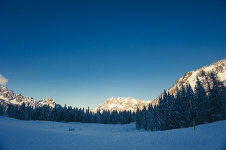 Carnic alps after a big snowfall. Udine province, Friuli-Venezia Giulia region, Italyの写真素材