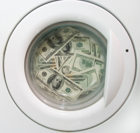 money laundering in washing machineの写真素材