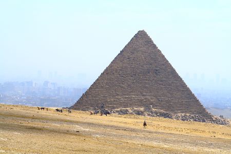 Cairo city view from Giza and pyramidの写真素材