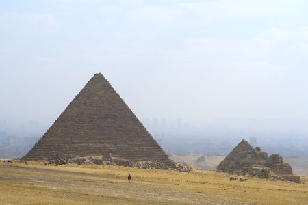Cairo city view from Giza and pyramidの写真素材