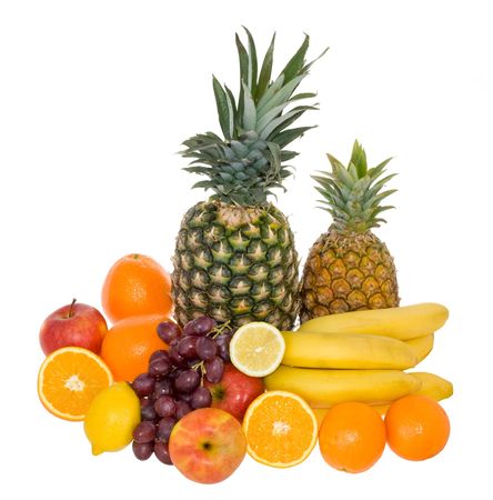 Colorful fruits on white background の写真素材