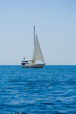 Sailboat on black sea - Crimea, Ukraineの写真素材