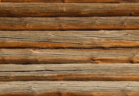 The side of a log buildingの写真素材