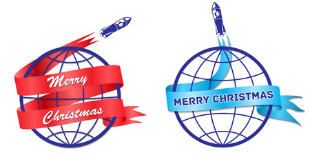 Rocket flies around the Earthのイラスト素材