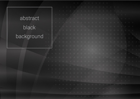 black abstract background consisting of gradient curves and a sphere with halftonのイラスト素材