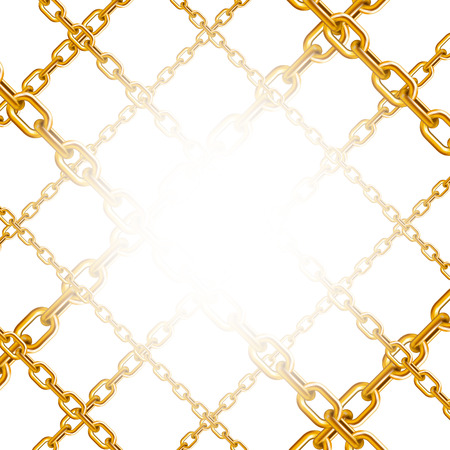 pattern of golden chains of different sizes on a white isolated backgroundのイラスト素材
