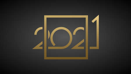 Luxury 2021 Happy New Year elegant design. Vector illustration of gold digits 2021 on black...