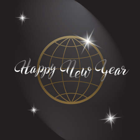 Vector happy new year and Merry Christmas icon with golden globeのイラスト素材