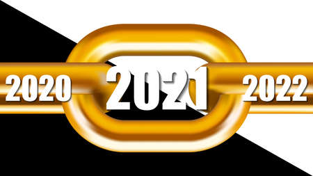 Happy new year 2021. The gold chain links the years, past, present and future.のイラスト素材