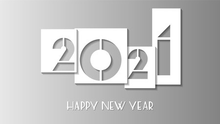 Happy New 2021 Year. Vector holiday illustration. Numbers carved in paper sheets .のイラスト素材